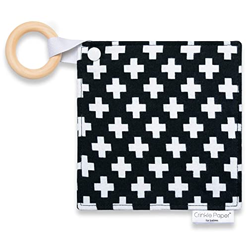 Image of HYAKDesigns Crinkle Paper for Babies | Eco-Friendly Cotton Sensory & Soother Teether Toy | BPA Free, Organic Beeswax Sealed Wood