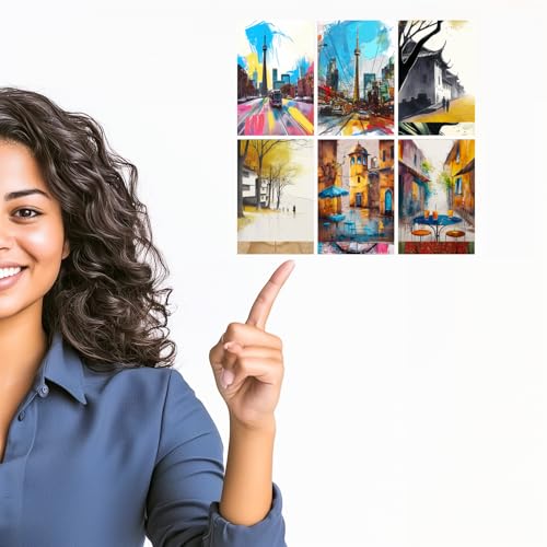 Image of SiddArtify Vibrant Cityscapes - Serene Asian Streets Art Print Set - Set of 2-4x6 Inch - Board (Pack of 6) - Sticker (Pack of 6) Wall Room Decoration art Poster Prints