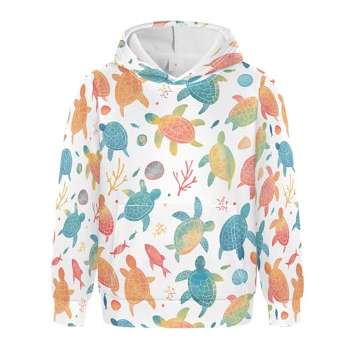KLL Bohemian Sea Turtle Unisex Girls Boys Sweatshirts Sweater Crewneck Hooded Pullover Hoodies Kangaroo Pocket