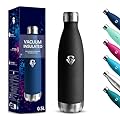 Motswedi Borraccia Termica, 500 ml Senza BPA, Borraccia, 18/8 Acciaio Inossidabile, Borracce Acciaio Inox, Isolamento Sottovuoto a Doppia Parete, Bottiglia Termica per Scuola, Viaggi, Jogging - Nero