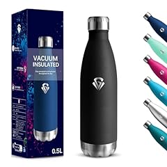 Motswedi Borraccia Termica, 500 ml Senza BPA, Borraccia, 18/8 Acciaio Inossidabile, Borracce Acciaio Inox, Isolamento Sottovuoto a Doppia Parete, Bottiglia Termica per Scuola, Viaggi, Jogging - Nero