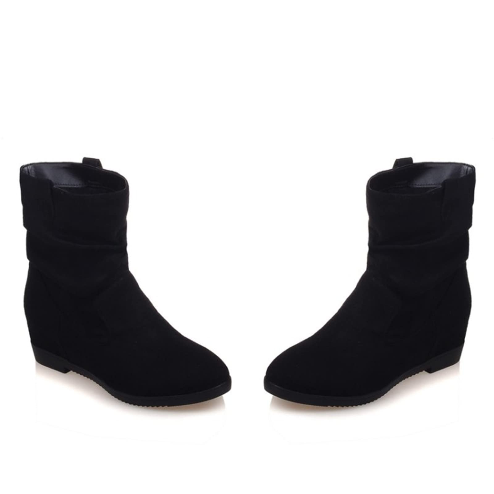 Cocila Botas Casuales De Cabeza Redonda Plisada Ante Color Sólido A La Estilo Británico para Mujer Camperas Blancas Altas Invierno Planas Barefoot Botines Tacon Fino Bajo Planos Pitillos Lluvia