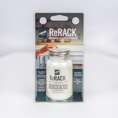 Plasti Dip ReRACK 4 oz White Dishwasher Rack Repair Coating – Flexible Rubber Touch-Up Paint for Rusted Racks, Waterproof, Heat-Resistant, Easy Brush-On Application
