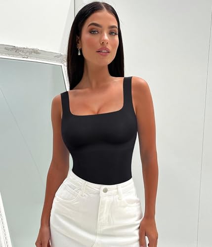 LODAY Compression Tank Tops for Women Shapewear Tummy Control Square Neck Camisole Cami Tops4