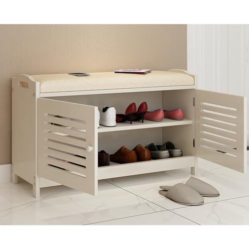 Banc à chaussures 80 cm avec rangement et siège à langer intégré pour l'entrée