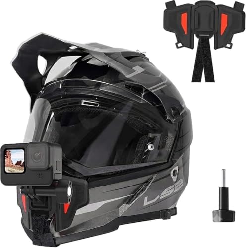 TELESIN Sangle de Menton Casque de Moto pour GoPro Hero 13/12/11/10/9/8/7/6/5/4, DJI OSMO Action, Insta360, Silicone Antidérapant, Facile à Installer, Accessoires de Caméra d'action (2ème Génération)