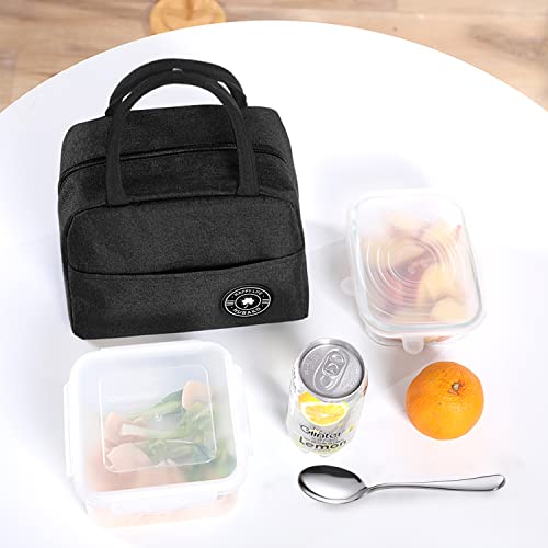 Hubako Small Portable Cute Lunch Bag For Kids, Mini Insulated Children Lunch Box Reusable Student Lunch Tote Bag With Front Pocket For Boys Girls, Durable Lunchbag For School Picnic Office Work,Black #TOP5