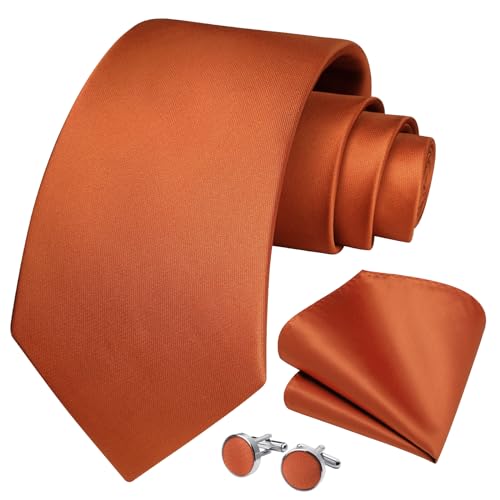 Image of Enlision Mens Ties Solid Color Satin Necktie Ties for men Handkerchief Cufflinks Pocket Squares for Wedding