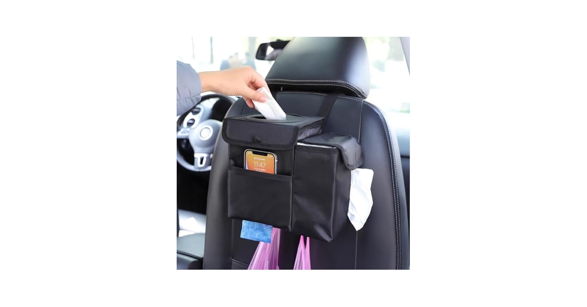 Amazon.co.jp: ティッシュホルダー付き車用ゴミ箱 に適用 日産