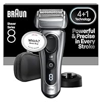 Braun Series 8 Electric Shaver for Men, Wet & Dry Razor with 4+1 Precision Head & Beard Trimmer, SensoAdapt Beard Sensor, Cordless 60 min Runtime, Charging Stand, 8617S, Silver