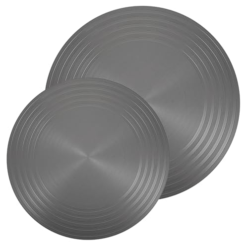 Gas Stove Diffuser Set of 2 (9.3’’ and 11’’) – Aluminum Alloy Heat Diffuser Plate, Flame Guard & Fast Defrosting Tray for Even Cooking & Pot Protection (Gray)