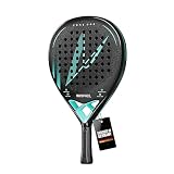 WINPADL Padelschläger Zone One aus Carbonfaser - 100% Carbon-Rahmen, Soft-Eva-Kern, 365 g, Tropfenform, raue Schlagfläche - Für Damen und Herren - Schwarz/Türkis