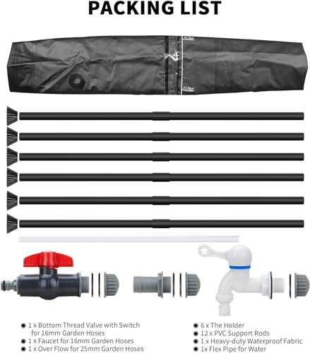 Collapsible Rain Barrel, Portable Water Storage Tank, Rainwater Collection System Downspout with tick Marks Portable Water Storage Tank (Black, 100 gal)