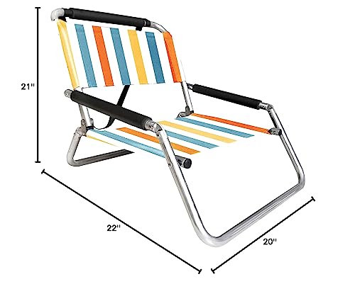 Image of Neso Beach Chairs - Lightweight, Portable and Foldable Recliner Beach Chairs for Park, Camping and Outdoor Adventures - with Slip Pockets and Shoulder Strap - 2 Pack - Vintage Stripes - Regular