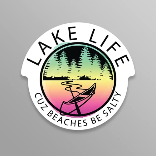 Image of Lake Life 'Cuz Beaches Be Salty (2 Pack) Vinyl Decal Sticker - Car Truck Van SUV Window Wall Cup Laptop - Two 5 Inch Decals - MKS2110