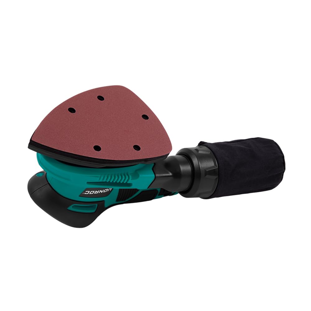 VONROC Ponceuse Delta 12V Verte – Compacte & Ergonomique pour Coins et Détails – avec Batterie 2.0Ah, USB-C, Sac à Poussière et Abrasifs – Ponçage Bois, Peinture, Meubles