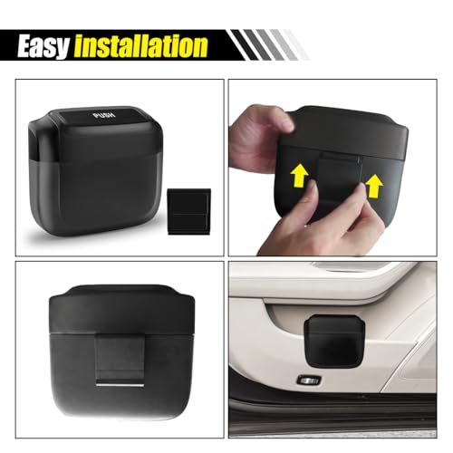 Image of smilfuy Mini Car Trash Can with Lid, Leakproof & Waterproof Auto Dustbin Garbage Can with 30 Trash Bags, Car Organizer and Storage for Automotive Home Office Kitchen Bedroom (Black, 1PCS)