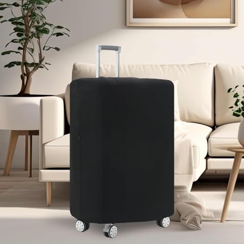 Image of Plain Polyester Suitcase Cover Stretchable Trolley Bag Protective Cover Dust and Scratch Resistant Luggage Cover for Travel (Plain-Black-L)