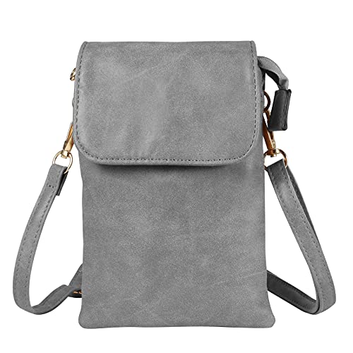 eMorevalue Cell Phone Purse Crossbody Case Bag for Galaxy A02S A12 A21 A32 5G A42 A71 S21 Ultra Plus Note 20 Ultra/LG K51 / Moto One 5G G Play Power Stylus 2021 OnePlus 9 Pro Wallet Pouch (A- Gray)