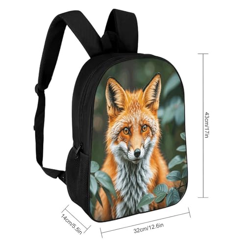 17 Inch Backpack Fox Leaf Print Travel Dayback Shoulder Back Pack Carry On Backpack with Adjustable Shoulder Straps2