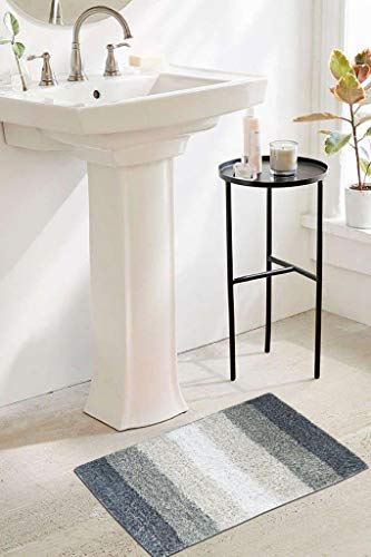 Image of THE HOME TALK Cotton Stripes Bathmats | Water Absorbent Runners | Floor Mats /Rugs for Kitchen, Bathroom & Sink | Ultra Soft Mats | Non-Slip | Pack of 2 | 40 x 60 cm | Grey Store
