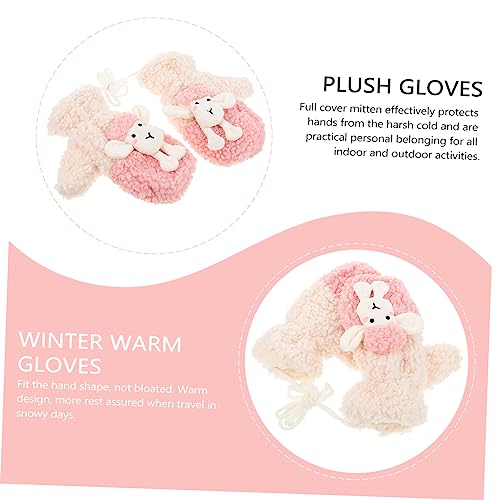 Cute Plush Winter Mittens for Girls Thick Warm Hand Gloves Cold-resistant Fleece Mittens for Autumn and Winter Fashion2