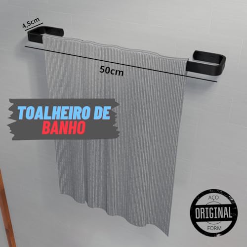 Kit de Banheiro Preto Fosco 4 Peças Metal Acessórios Lavabo Metal Moderno Toalheiros