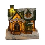 chalet miniature à construire Matériau de haute qualité : cette décoration de bureau lumineuse de Noël est fabriquée en résine, de haute qualité et robuste. La couleur de la surface est naturelle et ne s'estompe pas facilement. Pas facile à déformer. Il peut être réutilisé.