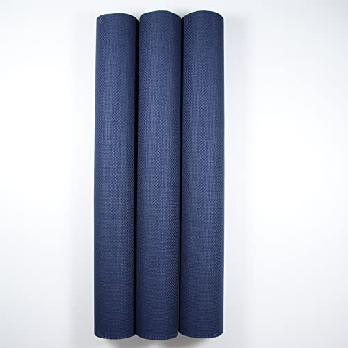 Image of KCS 3 pc of 15 inch x 18 inch Counted Cross Stitch Cotton Aida Cloth Needlework Rolled Fabric Box,14CT,Navy Blue