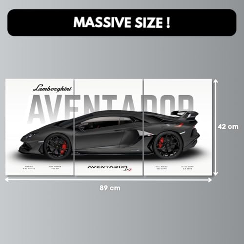 Image of Lamborghini Aventador SVJ Poster Split Design Car Posters | Lambo 3 A3 Sized Cars Poster for Wall | Large Size (89 x 42 cm) Lamborghini Wall Decor | Car Posters for Room | Lambo Supercar (B 036)