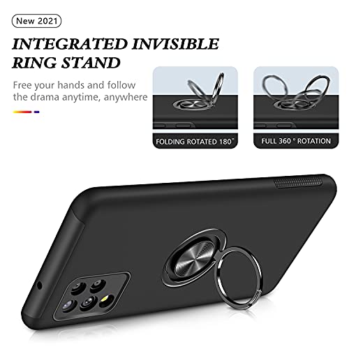 Image of Galaxy A42 5G Case for Samsung A42 Case Military Grade Shockproof Built-in Ring Holder Kickstand Car Mount Armor Heavy Duty Protective Case for Galaxy A42 Phone Case (Black)