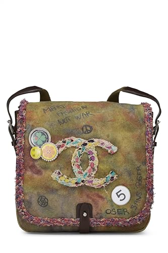 Pre-Loved Green Graffiti Canvas On The Pavements Messenger, Green