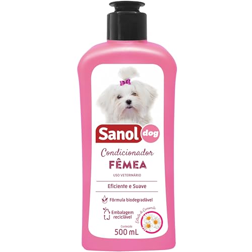 Sanol Dog, Condicionador para cães, Fêmea, Aroma Extrato de Camomila, 500ml, Rosa