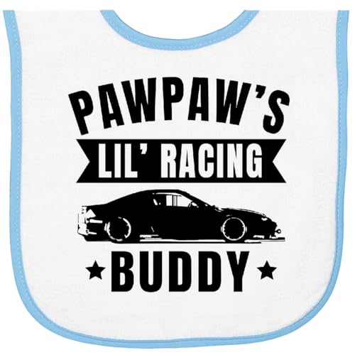 inktastic Pawpaw's Lil' Racing Buddy with Car Silhouette Baby Terry Cloth Bib