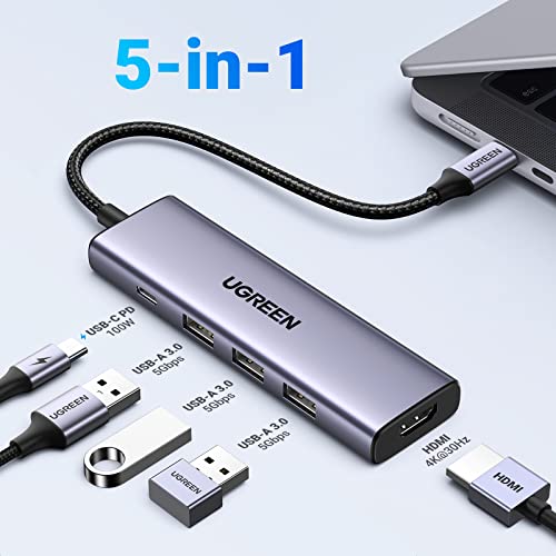 UGREEN Revodok Hub USB C 5 em 1 adaptador multiportas 4K HDMI, entrega de energia de 100 W, 3 dongle