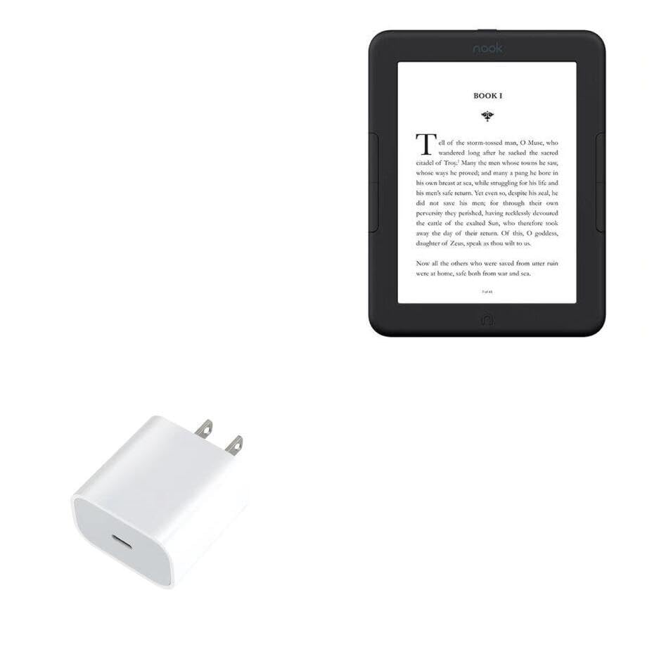 BoxWave Charger Compatible with Barnes & Noble Nook GlowLight 4 - PD GAN miniCube (30W), 30W Tiny PD GAN Type-C Wall Charger - Winter White