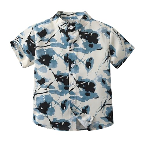 Kids Boys Girls Hawaiian Graphic Tee Toddler Baby Button Down Collared Shirts Short Sleeve Tropical Shirt Beach Outdoor Tops