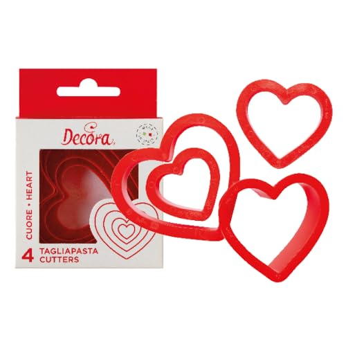 DECORA 0255305 Set 4 CORTADORES Corazon CM 4-5,5-7-8 H2,2CM