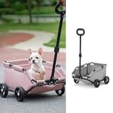 MANON ROSA Dog Stroller 4 Wheels Folding Dog Cart for Travelling Shopping Walking Playing for Small Pet Dogs Cats Puppies Kittens (Grey)