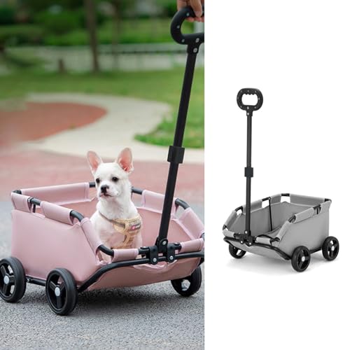 MANON ROSA Dog Stroller 4 Wheels Folding Dog Cart for Travelling Shopping Walking Playing for Small Pet Dogs Cats Puppies Kittens (Grey)