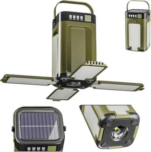 Outdoor Foldable LED Camping Lantern, Rechargeable Camping Light with Solar