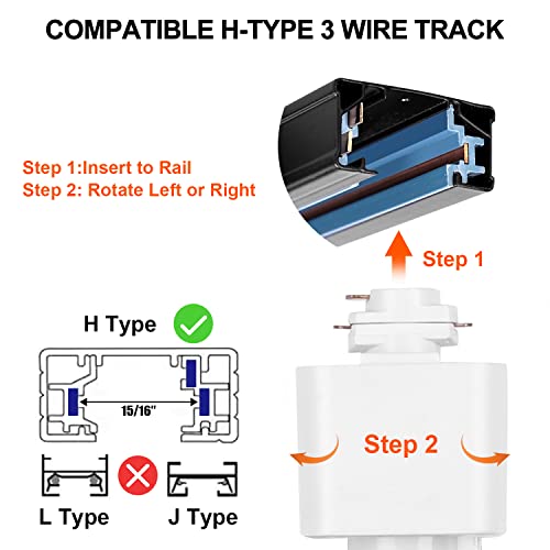 Eaglod 10W H Track Light Heads,Cri90+ Adjustable Led Track Light Fixtures For Accent Retail Artwork, Linear Track Light H Type -3000K Warm White 120V 24° Angle Halo Type- 6 Pack (White) #TOP5