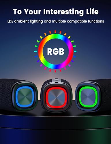 Image of Bluetooth Speaker, Speaker Bluetooth Wireless with Light, BT5.3, IPX6 Waterproof Electronic Gadgets for Home /Party /Outdoor, Birthday Gift (Black)