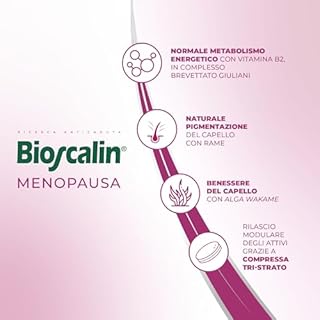 Bioscalin MENOPAUSA Integratore Alimentare per Capelli Voluminosi, Favorisce la Forza dei Capelli, Utilizzo 1 Mese per Donna, Senza Glutine, 30 Compresse