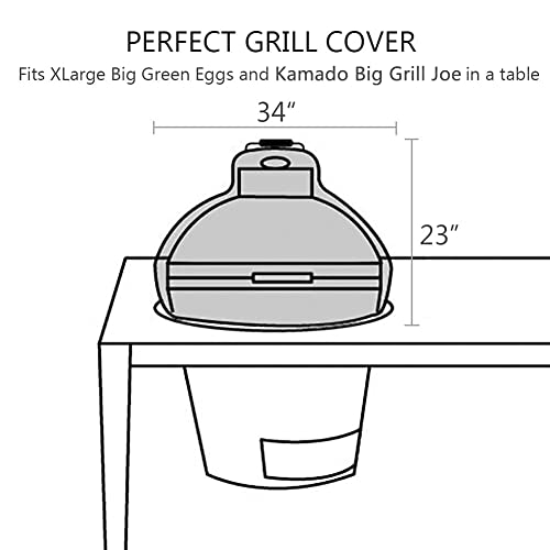 Kamaster 34" Kamado Dome Grill Cover For Xlarge Big Green Egg Or Kamado Big Grill Joe In Built-In Or Island,Xl Bge Accessories Waterproof Outdoor Grill Cover #TOP1