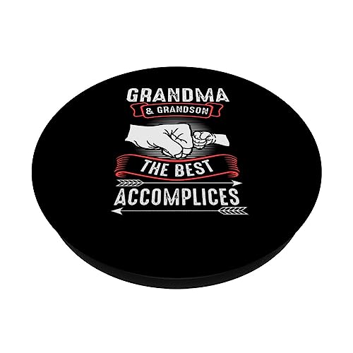 grandma & grandson the best accomplices grandma PopSockets Swappable PopGrip, Black - Image 2