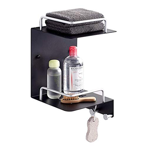 Erddcbb Shower Caddy Hanging 2-Tier Storage Basket Large Hangable Shower Caddies Rack With 3 Towel Hooks Space Aluminum Shelf Bathroom Toilet Hanging Rod #TOP2