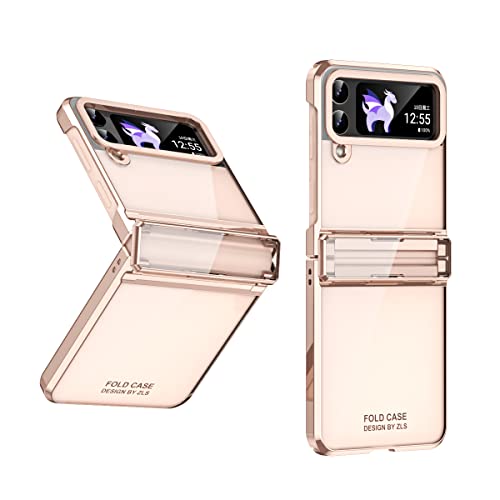 全面保護ケース+メッキフレーム+透明PC Galaxy Z Flip3, ヒンジ構造 手帳型 レンズ保護 折り畳み 人気 カバー シリカゲル磁性ライチの質感 レザー、キラキラ おしゃれ かわいい 二層構造 スタンド フリップ 磁気防止カード 取り外し ポケ