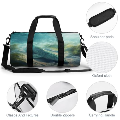 Sturgeon Fish Sports Gym Bag Travel Duffel Workout Bag with Adjustable Strap4