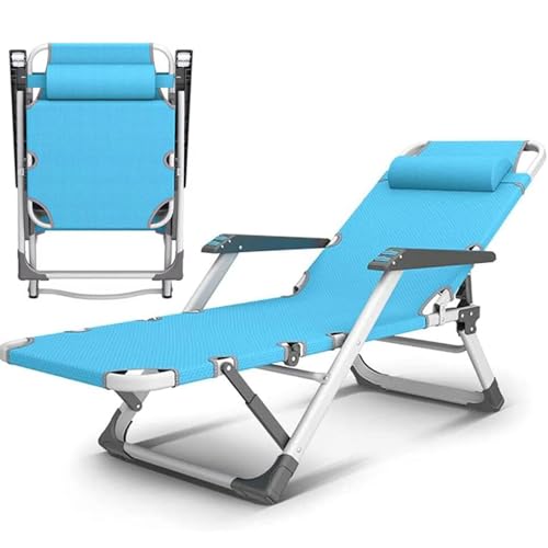 BEOTAY Relaxliege Garten,Liegestuhl Klappbar Mit Massagearmlehne,Liegestühle Für Zuhause, Büro,15 Gänge Einstellbar,Tragbar Kippliege/Sonnenstuhl,200 Kg/440 Pfund,Atmungsaktiv,Blau